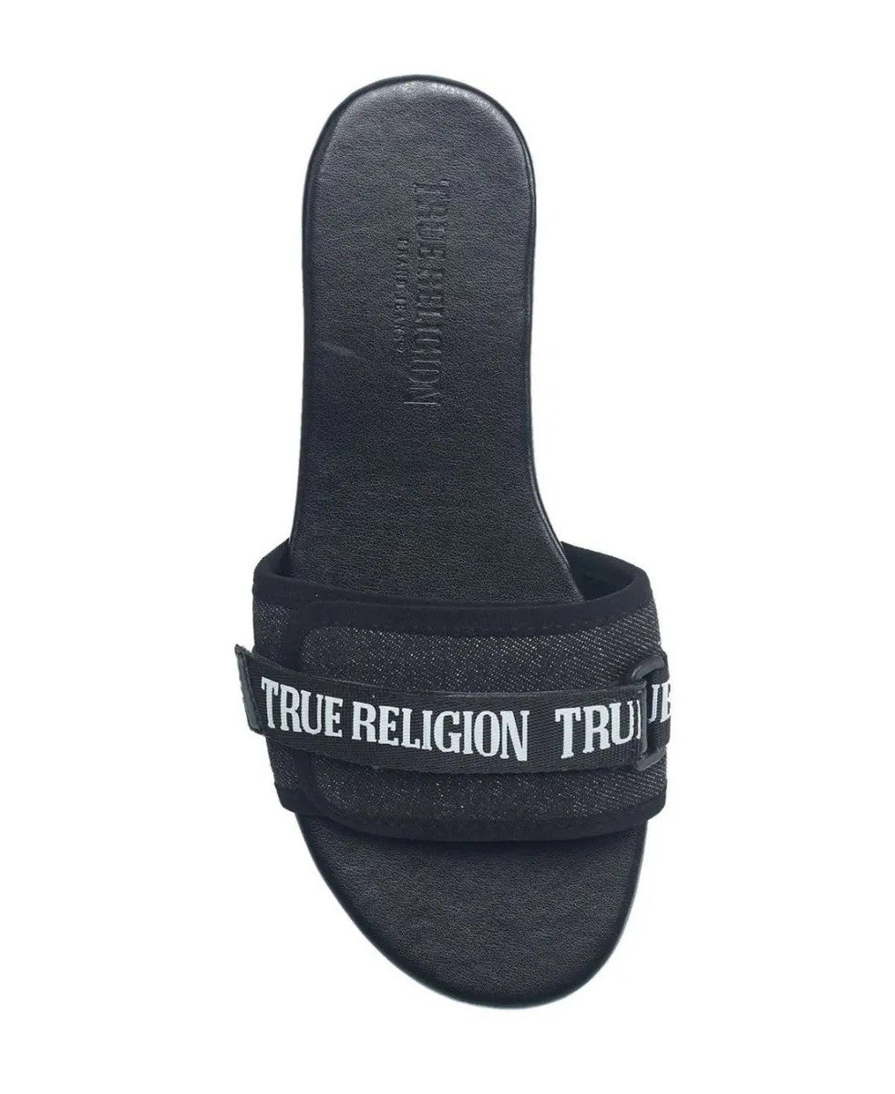 True Religion Black Denim Slipper