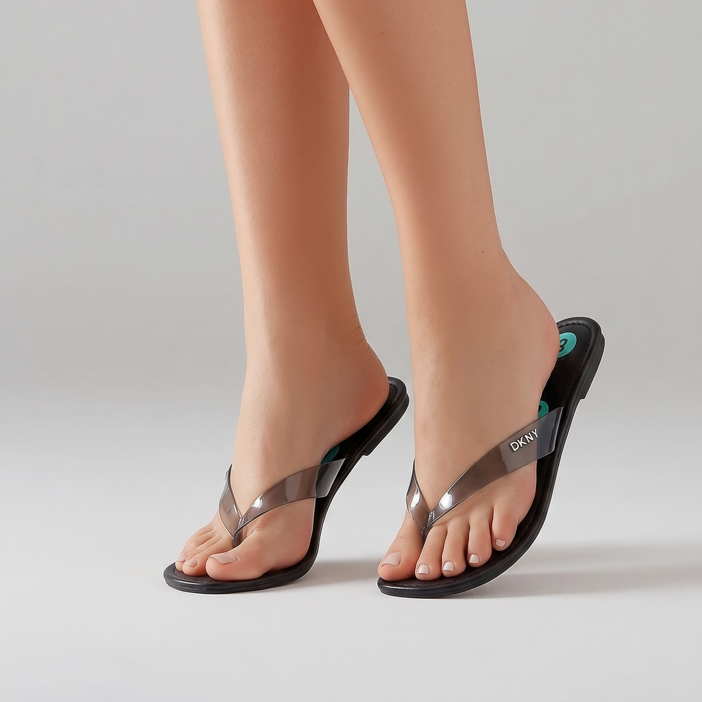 DKNY Black Leather Slide