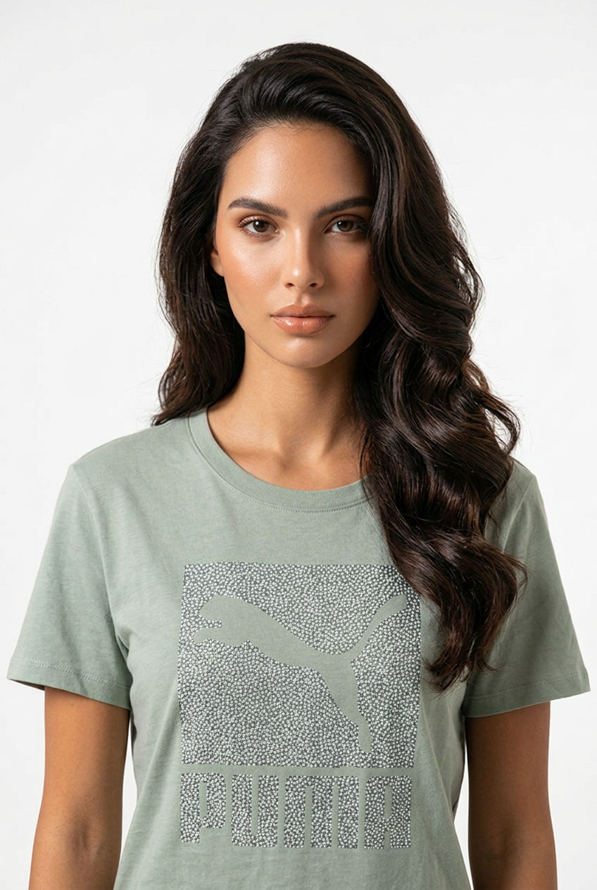 PUMA GREEN LOGO TEE