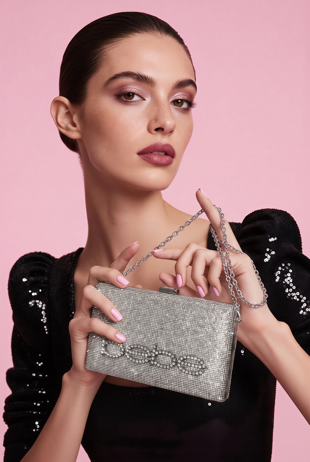 BEBE Silver Clutch