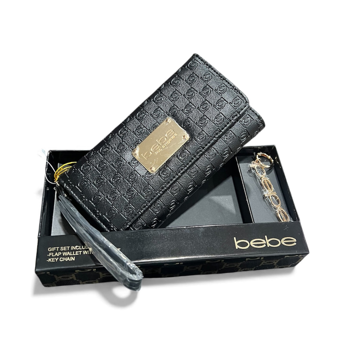 BEBE Black Wallet & Key Chain