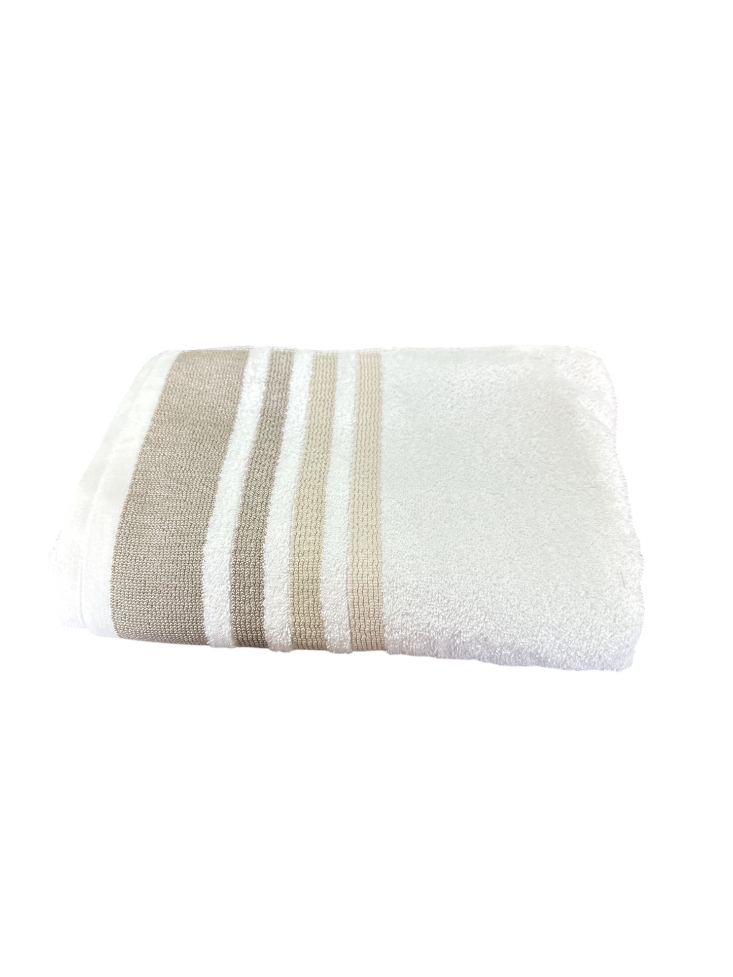 White and Beige Large Bath Towel