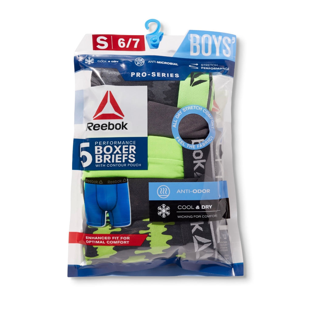 Reebok Boys Performance Boxer Briefs, 5 Pack