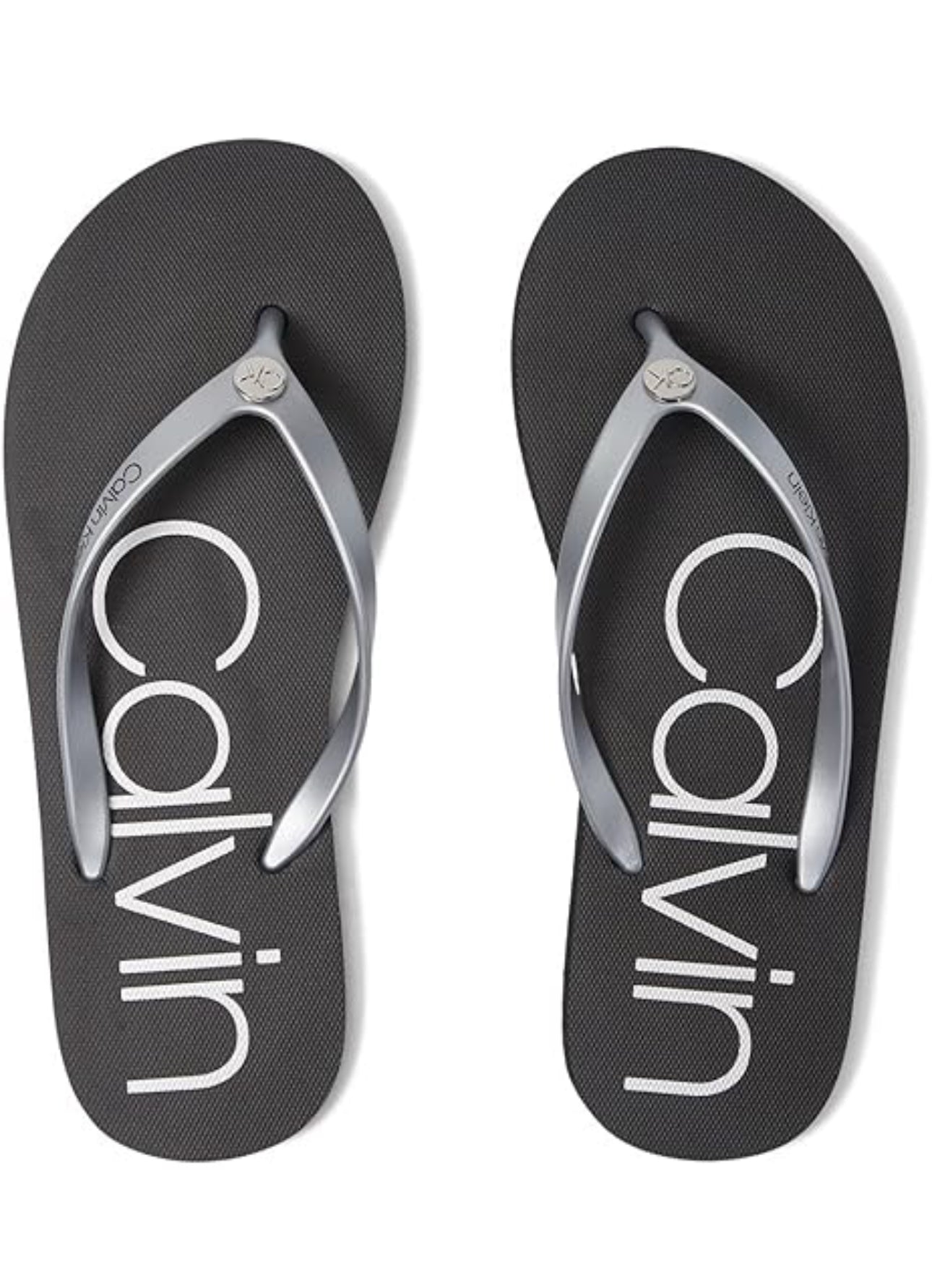 Calvin Klein Black and Silver Flip Flops