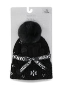 Madden NYC Women's Beanie and Winter Glove 2-Piece Set, Black