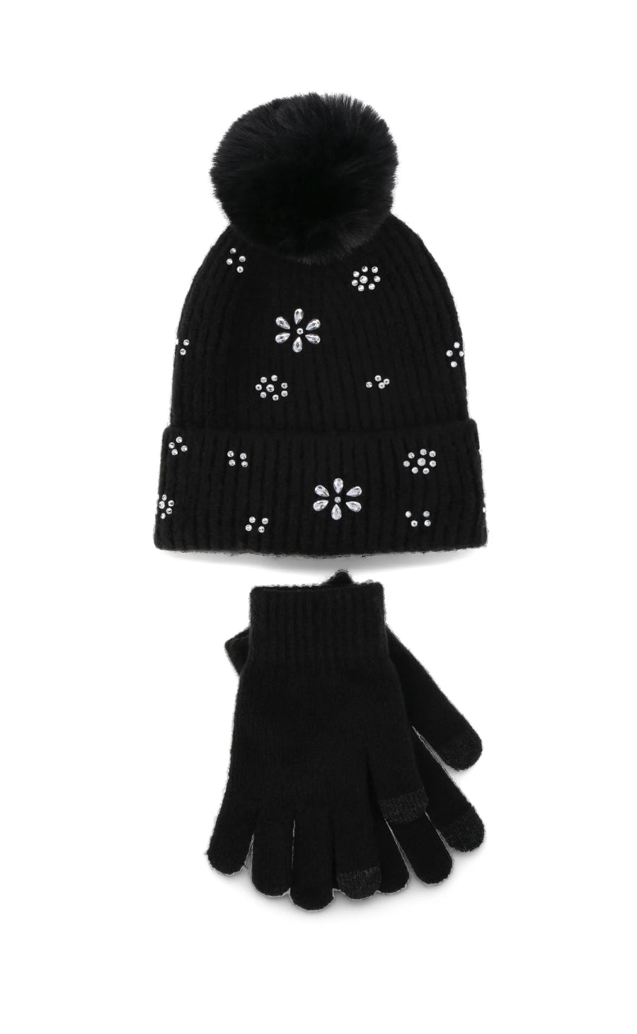 Madden NYC Women's Beanie and Winter Glove 2-Piece Set, Black