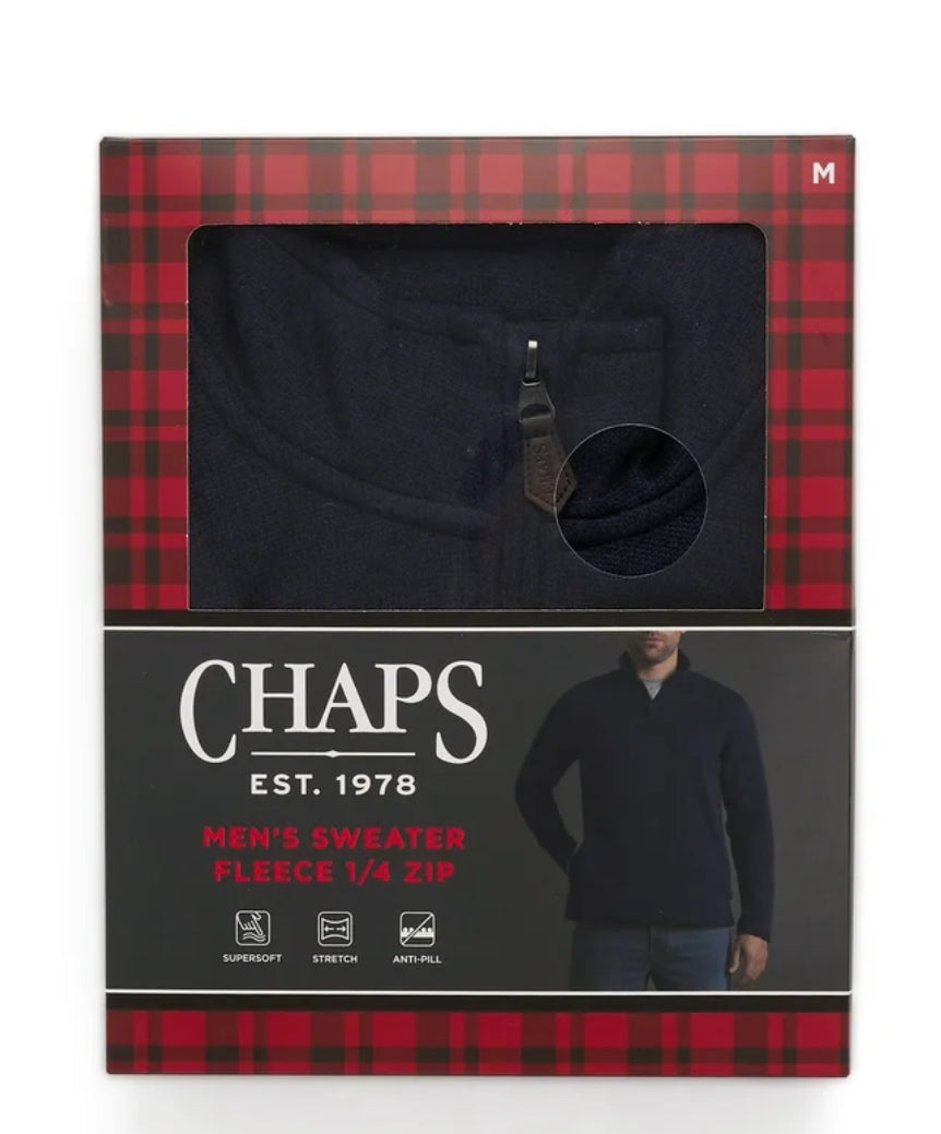 Chaps Quarter Zip Fleece Sweater Gift Box Set
