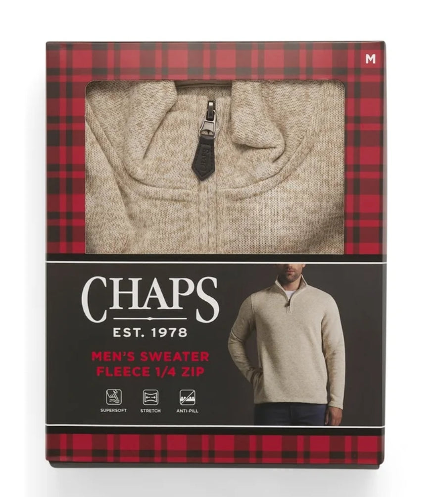 Chaps Quarter Zip Fleece Sweater Gift Box Set