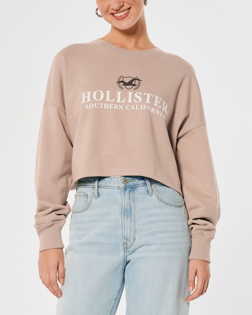 Hollister Graphic Light Brown Sweatshirt