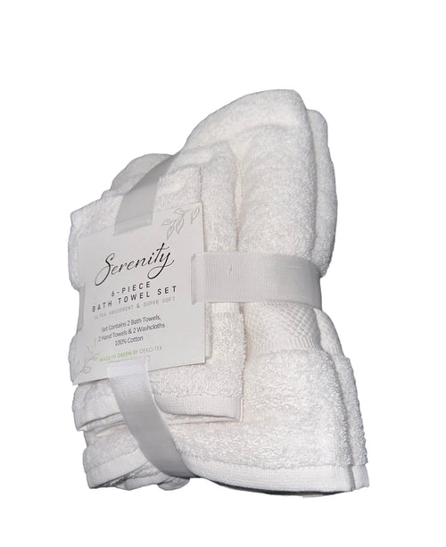6 Pack Towel Set White