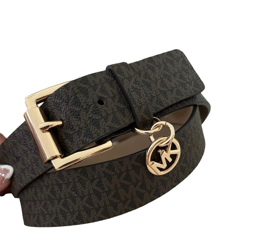 Michael Kors Brown Gold Buckle Belt