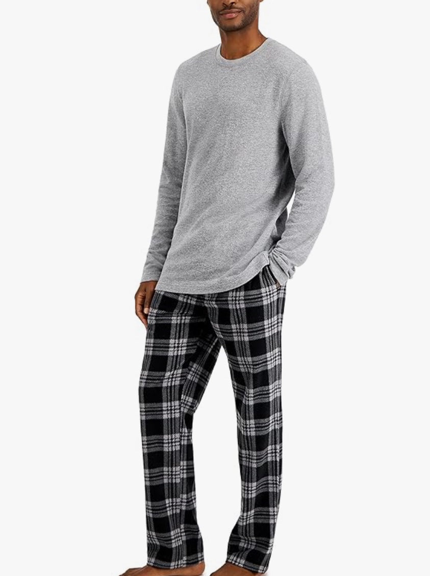 Hanes Men’s X-Temp Sleep Set, Waffle Knit/Microfleece