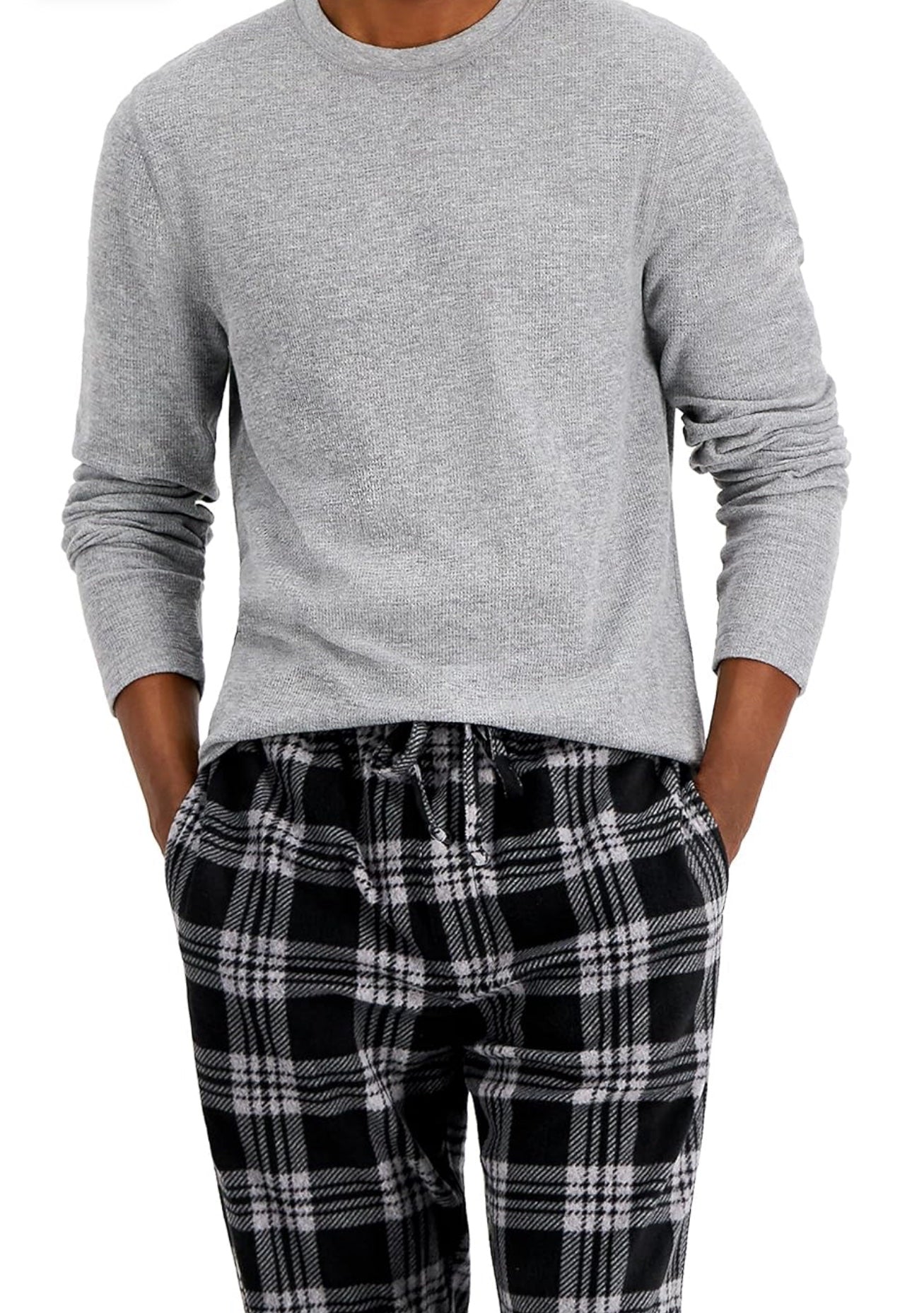 Hanes Men’s X-Temp Sleep Set, Waffle Knit/Microfleece