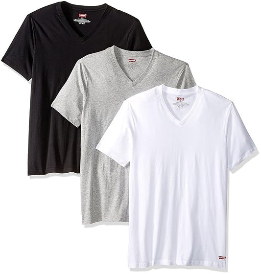 Men’s Levi's 4-Pack Crew Neck 100% Premium Cotton (White, Black, Grey) T-Shirts