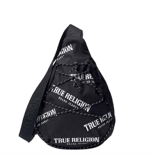 TRUE RELIGION BLACK LOGO SLING BAG