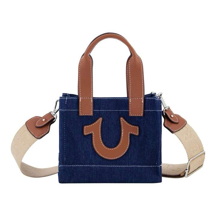 TRUE RELIGION LOGO DENIM MINI TOTE