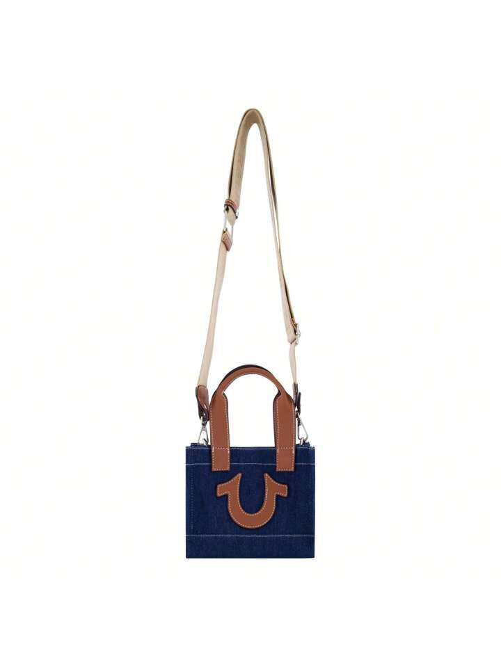 TRUE RELIGION LOGO DENIM MINI TOTE