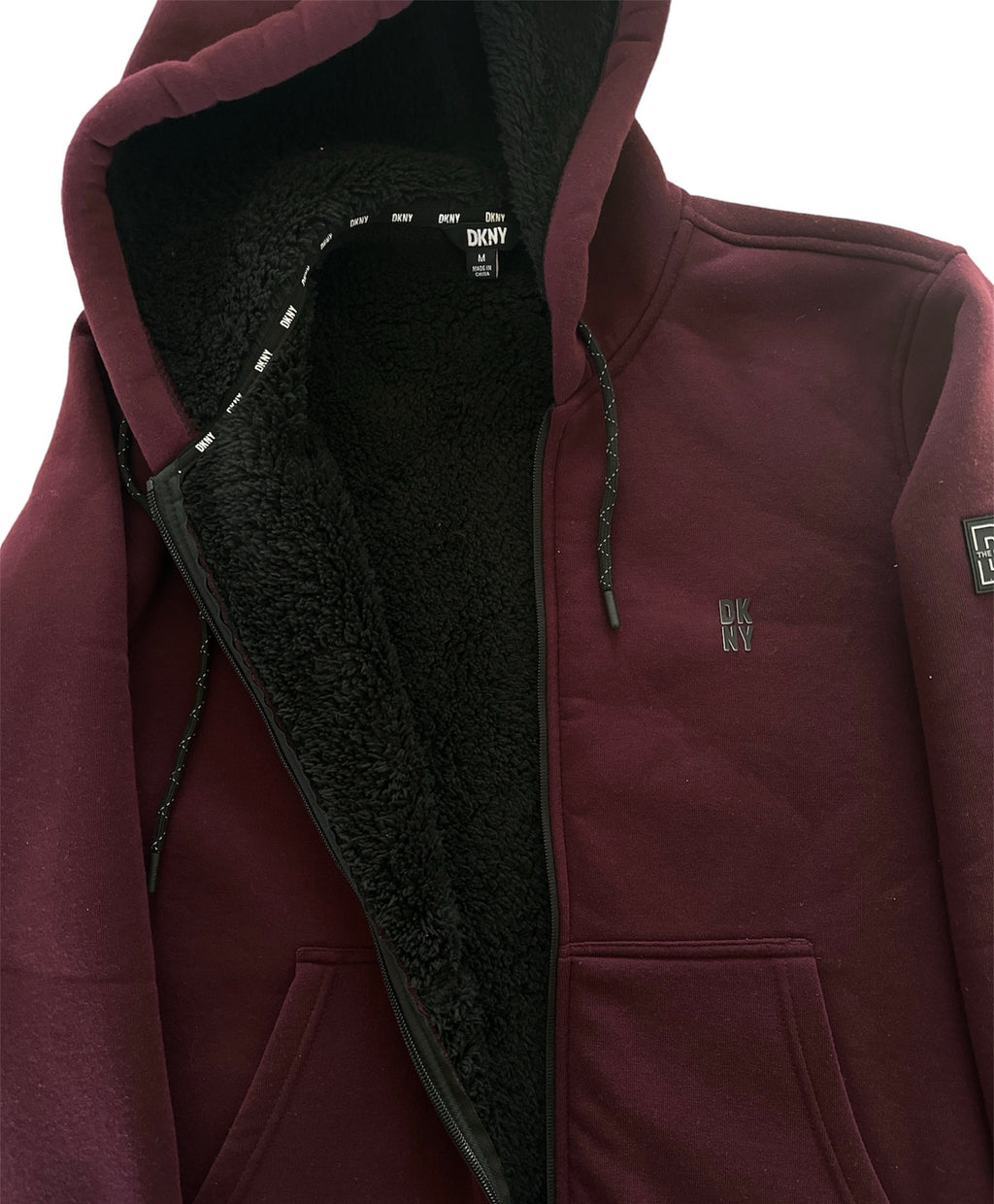 DKNY BURGUNDY ZIP UP HOODIE
