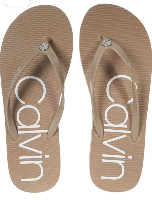 Calvin Klein Beige Flip Flops